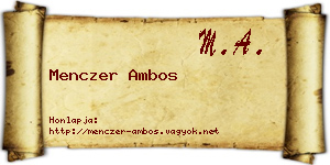 Menczer Ambos névjegykártya